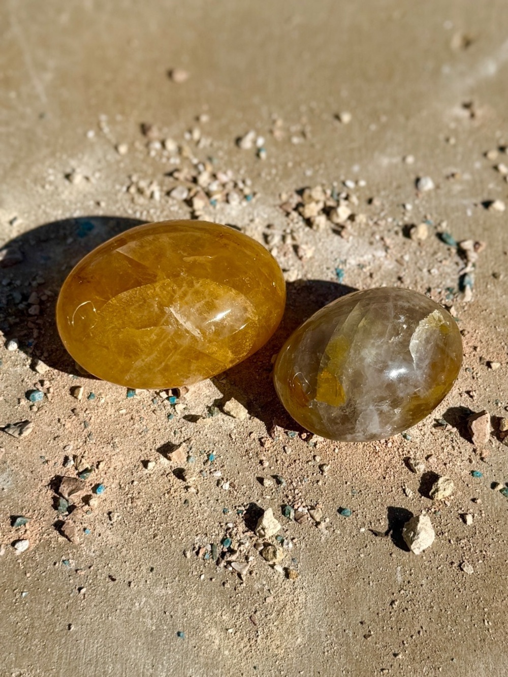 Australian Golden Healer Quartz Crystal Meditation Palm Stone